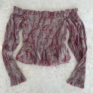 All Saints Off the Shoulder Ling Sleeve Crop Top, Size 4